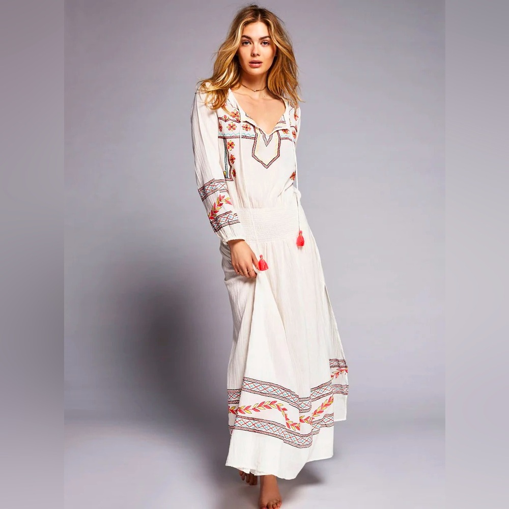 🆕Jen’s Pirate Booty X Free People Embroidered Boho Maxi Dress